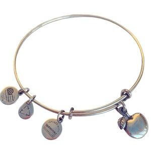 Alex and Ani Apple Charm Bracelet Silver Finish Expandable 2”- 3.5”